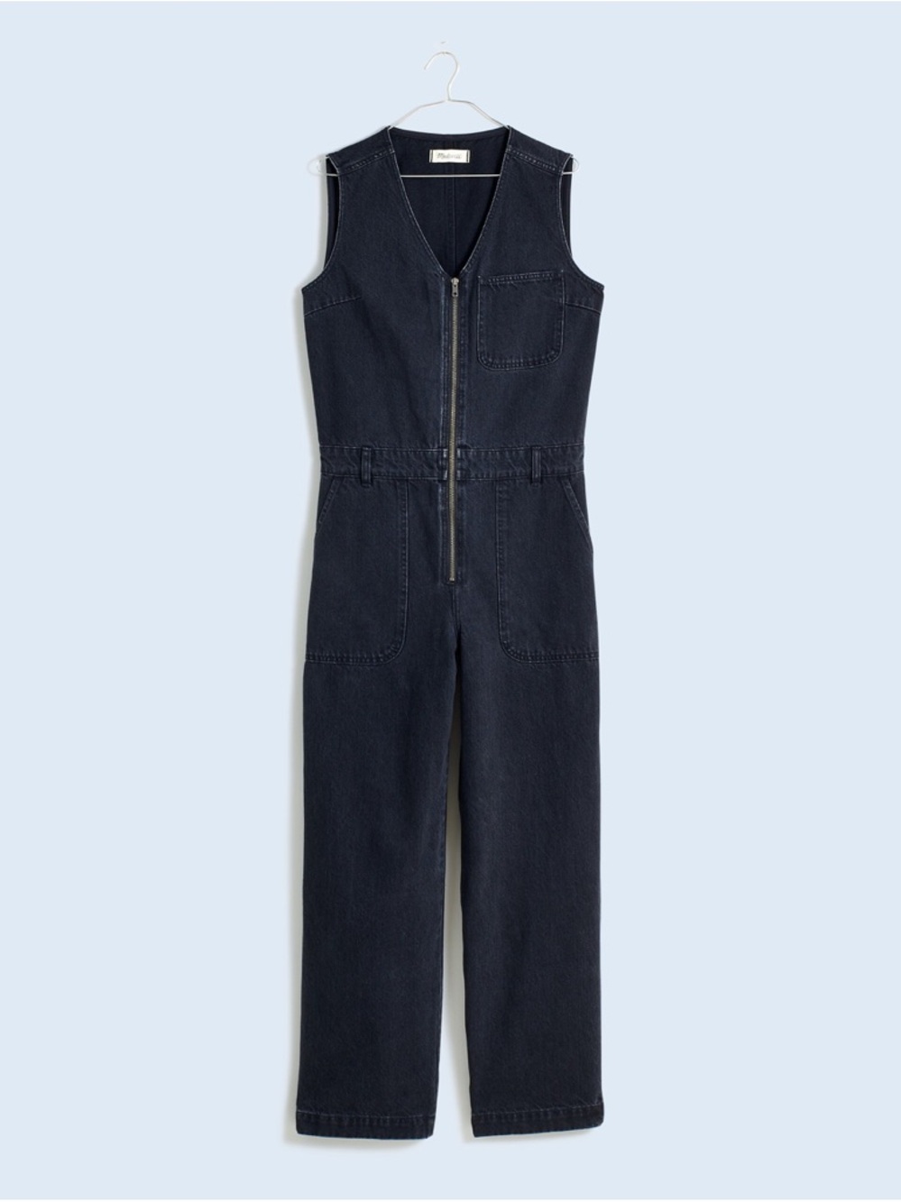 NWOT Madewell Denim Zip-Front Sleeveless Jumpsuit Tarrybrook Wash XL